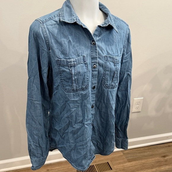 Express Blue Button Down Shirt - Picture 2 of 13